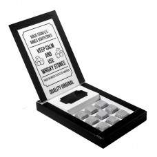 Камни для виски в подарочной упаковке Whiskey stones Original Classic 9шт из стеатита + мешочек Серые
