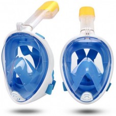 Универсальная маска  (размер LXL) для плавания снорклинга Easy BREATH (L/XL) Синяя Полнолицевая с креплением для камеры Original 8831
