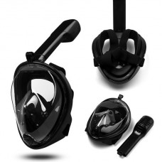 Универсальная маска  (размер LXL) для плавания снорклинга Easy BREATH (L/XL) Черная Полнолицевая с креплением для камеры Original Black 8831