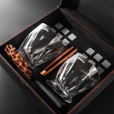 Камни для виски Whiskey stones Original в подарочной деревянной упаковке 12 шт. из стеатита + 2 бокала Bohemia Quadro + щипцы с инструкцией Серые