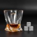 Камни для виски Whiskey stones Original в подарочной деревянной упаковке 12 шт. из стеатита + 2 бокала Bohemia Quadro + щипцы с инструкцией Серые